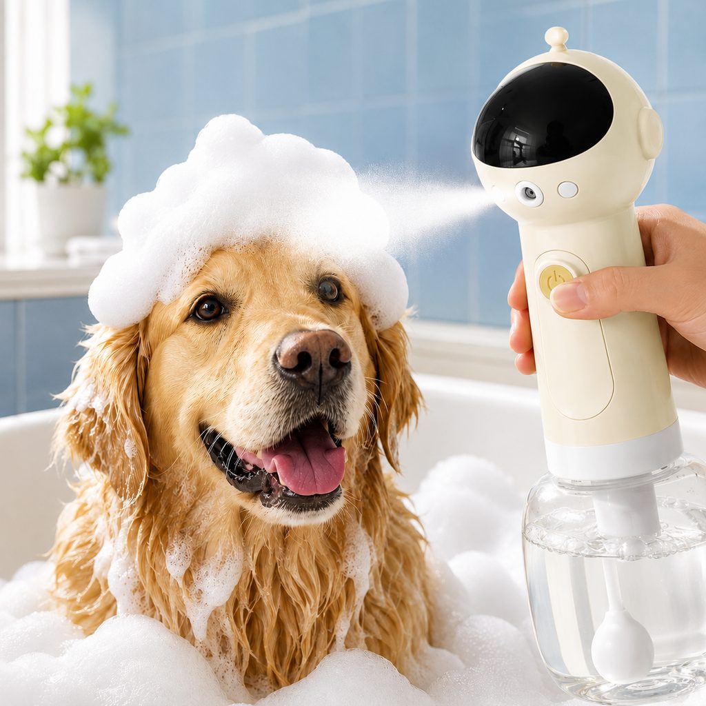 Ortekor AstroFoam Pet Bath Bubble Maker for Home Dog Baths - One-Press Dense Foam Sprayer for Less Hand-Scrubbing & Cleaner Bath Time