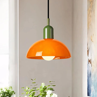 Glass Bowl Ceiling Fixture 10-12 Inch LED Overhead Luminaire White Orange Green Room Lighting Kitchen Island Hallway Contemporary Hardwired