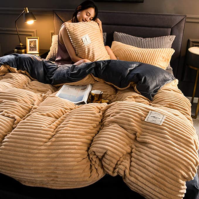 Housse de couette en polaire pelucheuse pour lit Queen/King, parure de lit texturée côtelée verte, housse de couette thermique isolante poids hiver pour nuits froides, chambre