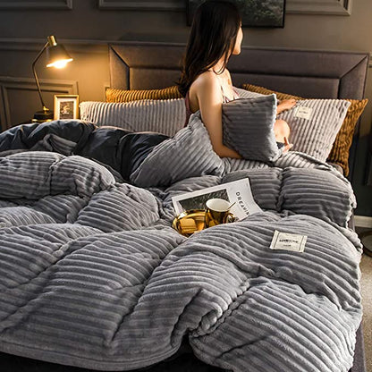 Housse de couette en polaire pelucheuse pour lit Queen/King, parure de lit texturée côtelée verte, housse de couette thermique isolante poids hiver pour nuits froides, chambre