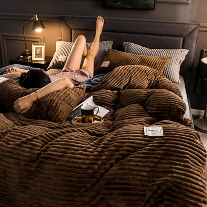 Housse de couette en polaire pelucheuse pour lit Queen/King, parure de lit texturée côtelée verte, housse de couette thermique isolante poids hiver pour nuits froides, chambre