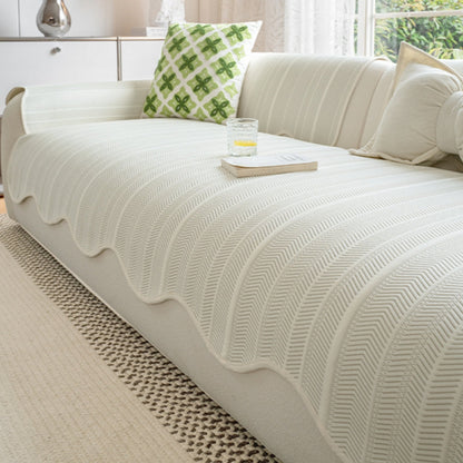 Textured Throw Blanket with Decorative Scalloped Trim for Couch, Chair & Bed – All-Season Microfiber Protection