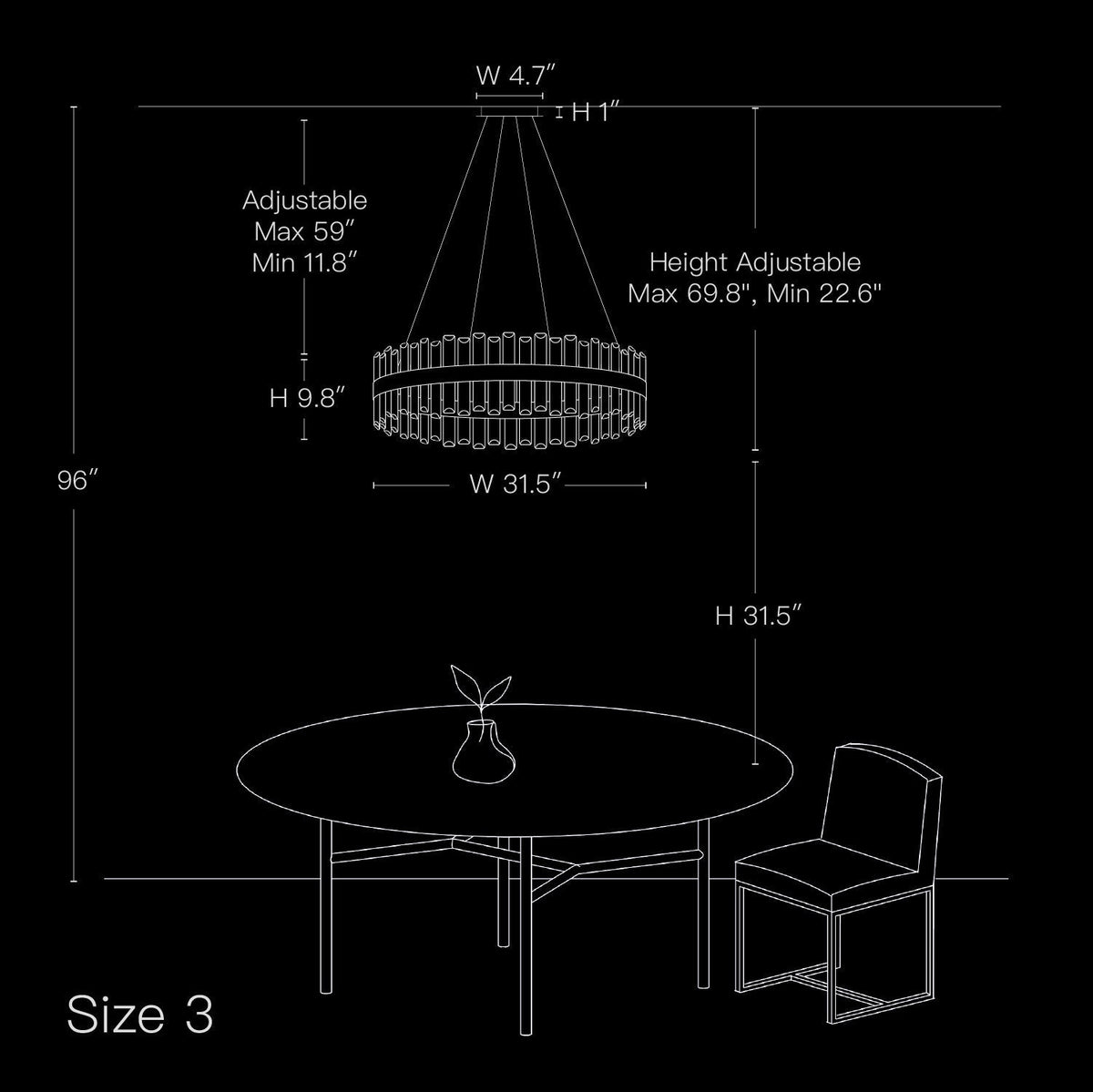Tiered Crystal Chandelier with Gold Frame – Dining Room & Kitchen Island Ceiling Light – 19.7 to 39.4 inch diameter – Multi-Layer K9 Prism D