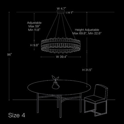 Tiered Crystal Chandelier with Gold Frame – Dining Room & Kitchen Island Ceiling Light – 19.7 to 39.4 inch diameter – Multi-Layer K9 Prism D