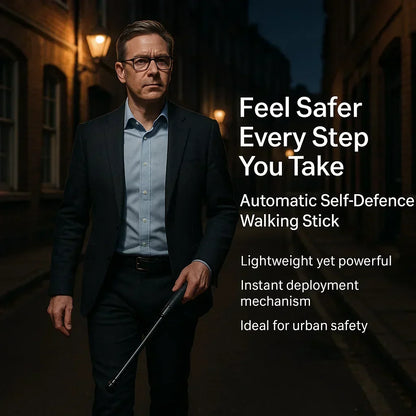 Telescopic Walking Stick with One-Click Deploy for Urban Safety & Trail Support 40-65 Inches Adjustable