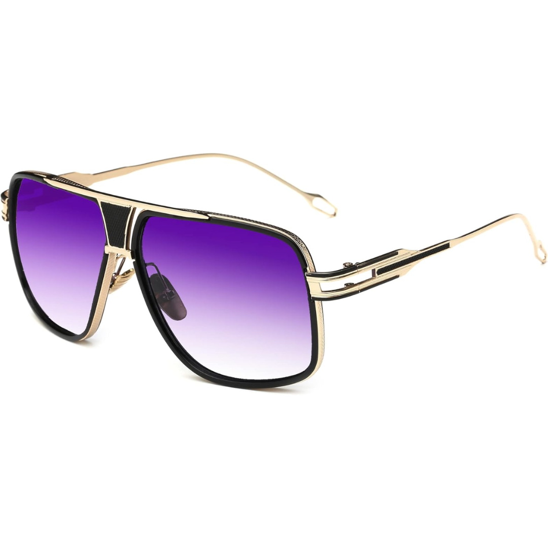 Men's Aviator Sunglasses UV400 Shielding Metal Frames Outdoor Eyewear for Driving Beach Vacation Daily Wear Gold Gray Blue Purple Gradient