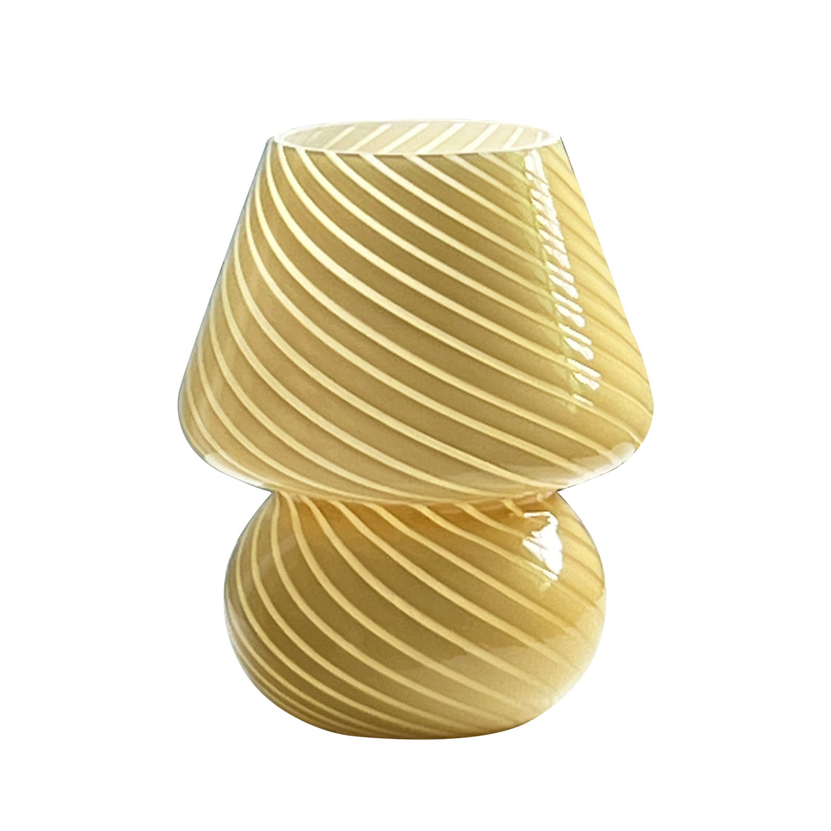 Hand-Blown Glass Mushroom Table Lamp USB Dimmable LED Bedside Light Retro Swirl Accent Lighting for Bedroom Living Room Desk