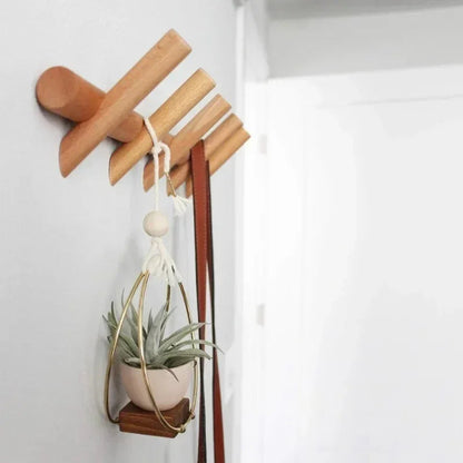 Entryway Peg Rail Hooks Solid Oak Wood 4 or 5 Hook Options Wall Mount Coat Hanger for Bedroom Bathroom Mudroom Minimalist Scandinavian Decor
