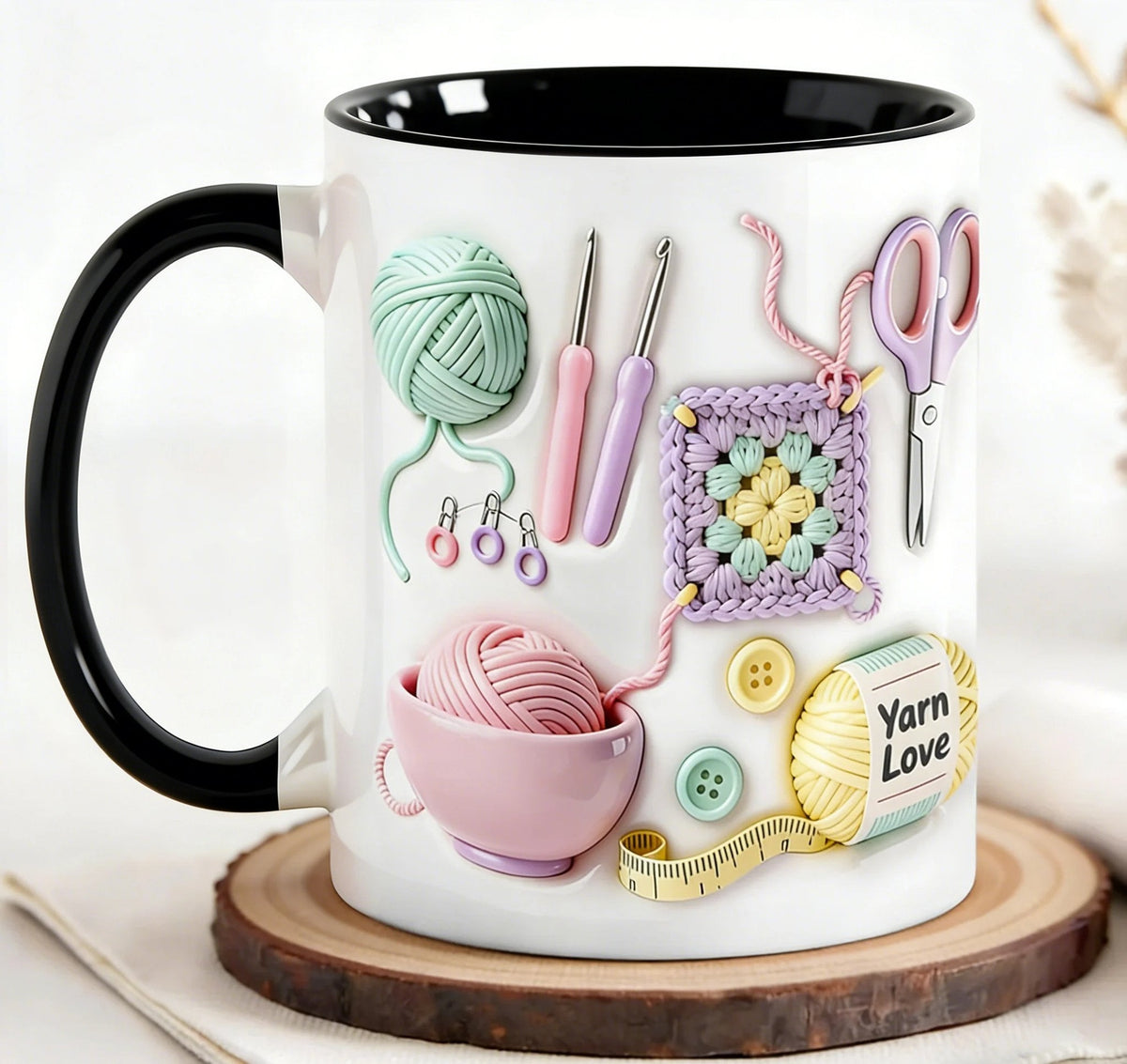 Ceramic Mug with Crafting Design for Coffee & Tea – Dishwasher Safe Mug for Makers & Hobbyists