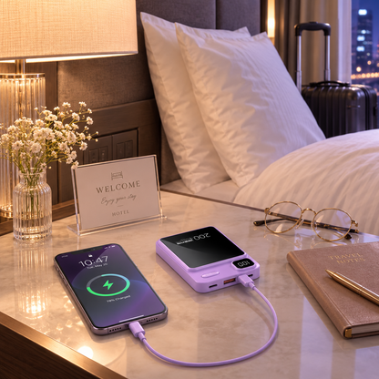 Batterie externe Ortekor | Meilleur chargeur portable avec charge à induction et écran numérique | Batterie externe haute capacité pour iPhone, Samsung et Android