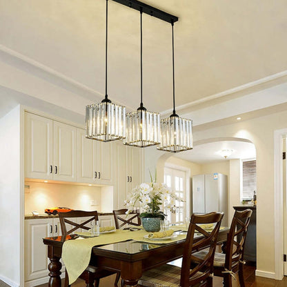 Modern Metal & Glass Pendant Light – Adjustable Cord – Black or Gold Finish for Dining Room & Living Room
