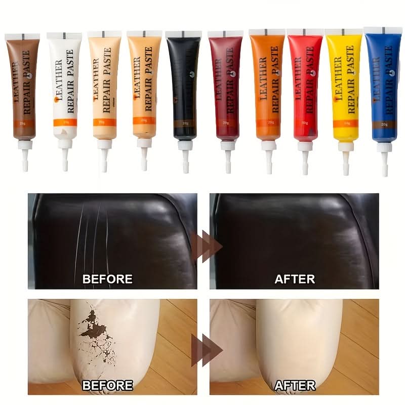 Kit de réparation pour cuir et vinyle pour canapés, intérieurs de voiture et tissus d'ameublement – 12 options de couleurs pour les retouches de meubles