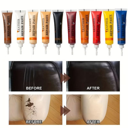 Kit de réparation pour cuir et vinyle pour canapés, intérieurs de voiture et tissus d'ameublement – 12 options de couleurs pour les retouches de meubles