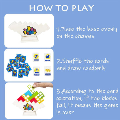 Stacking Block Balance Game with Tetris-Style Pieces for Family Game Night, Party Entertainment & Skill Building