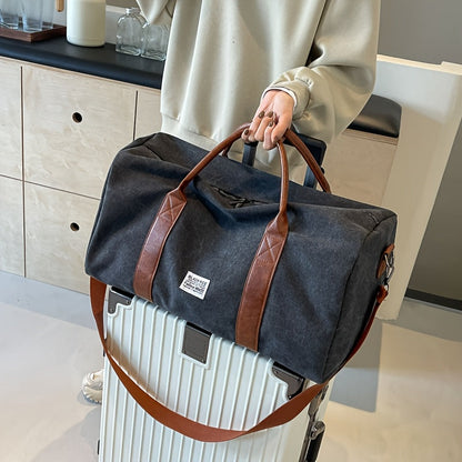 Sac de sport pour hommes et femmes, sac de voyage en toile vintage et sac de voyage de type polochon avec compartiment à chaussures pour les week-ends