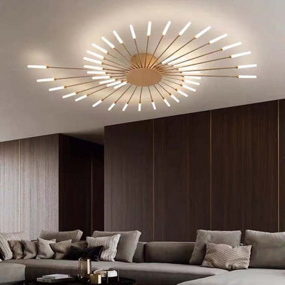 Starburst Flush Mount Ceiling Light Black Gold Modern Firework LED Fixture Bedroom Living Room Natural White Hardwired Indoor