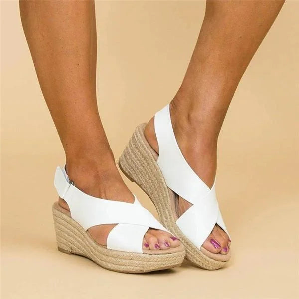 Women's Orthopedic Wedge Espadrilles with Elastic Straps – Cushioned Slip-On Summer Shoes for All-Day Comfort, Casual Outdoor Walking