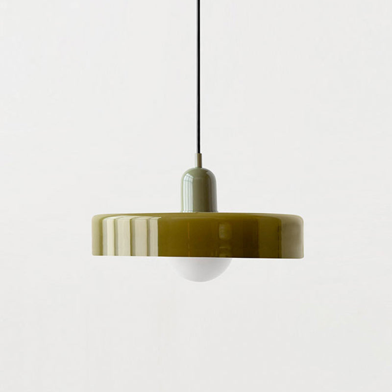 Handcrafted Art Glass Dome Pendant Light, Adjustable Modern Hanging Fixture for Dining Room Kitchen Island Living Room