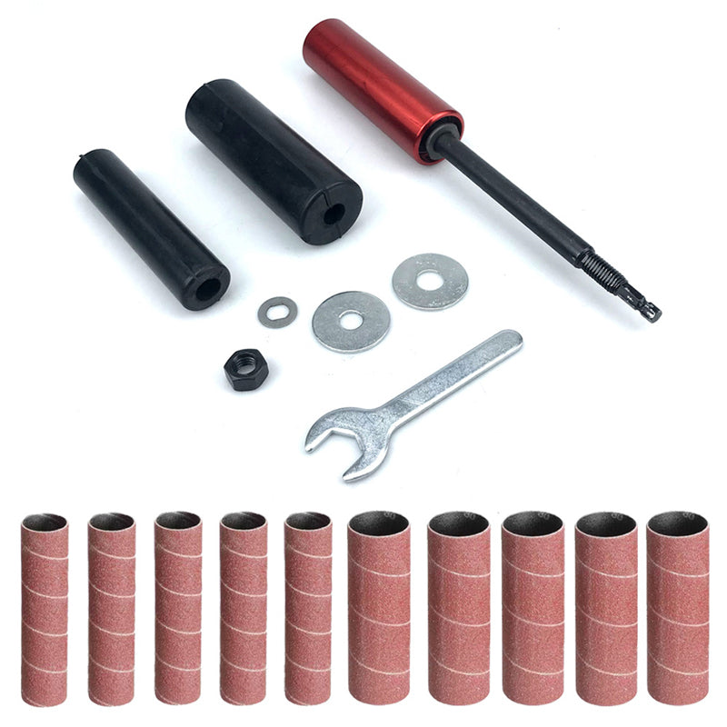 Drum Sander Adapter Kit for Drill - Multi-Surface Spindle Sanding and Polishing Tool with 10 Sandpaper Sleeves for Wood Metal Plastic - Work