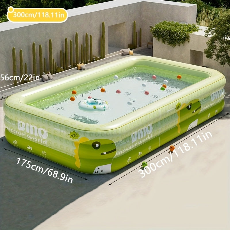 Inflatable Dinosaur Kiddie Pool for Backyard Summer Fun – Durable PVC Wading Pool for Toddlers Kids & Family – Easy Setup Portable Water