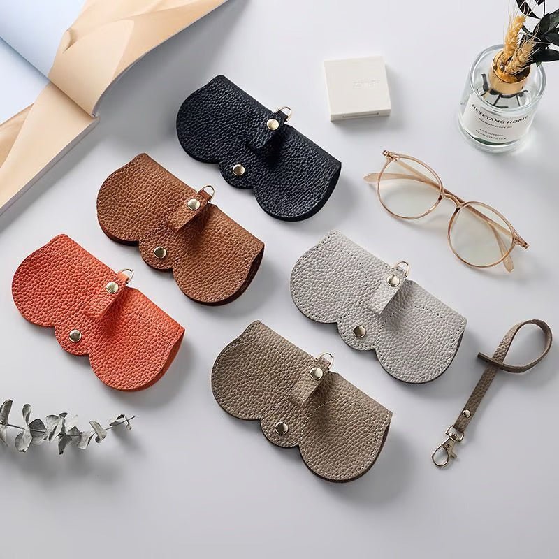 Slim Faux Leather Eyewear Sleeve Protector Case for Travel Purse Bag Storage Gray Black Brown Orange Coffee