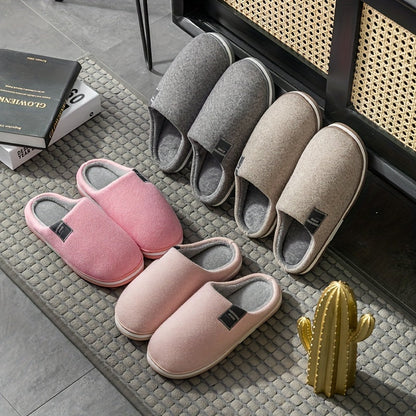 Men's Plush Herringbone Slippers – Warm Indoor House Shoes with Non-Slip Grip for Fall & Winter