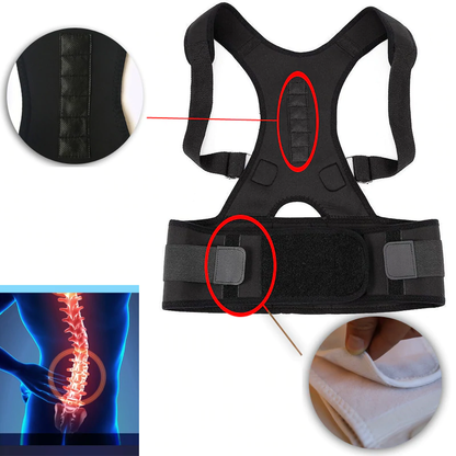 Magnetic Posture Corrector Brace for Upper Back & Shoulder Pain Relief, Adjustable Support Belt with Therapy Magnets for Men & Women
