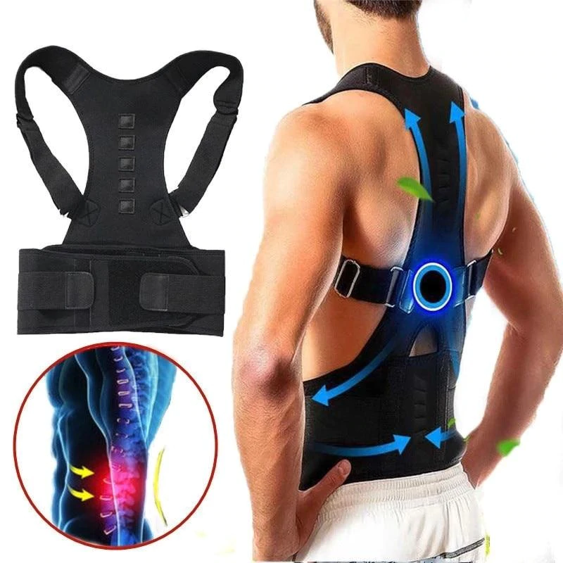 Adjustable Posture Corrector Brace with Magnetic Therapy for Upper Back and Shoulder Pain Relief | Men & Women Support Belt