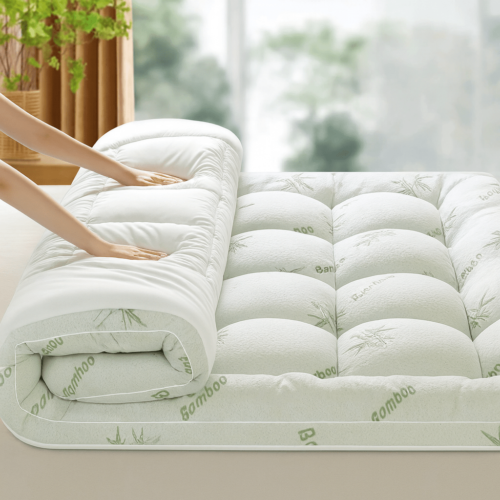 2-Inch Breathable Bamboo Mattress Pad Overlay for Cooling Comfort | Hypoallergenic Bed Cover for Hot Sleepers | Twin Full Queen King