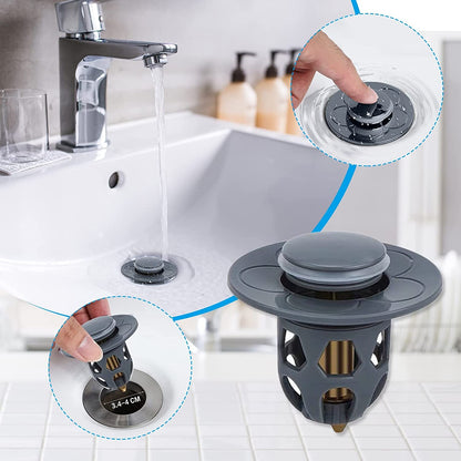 Pop-Up Drain Strainer Basket for Kitchen & Bathroom Sinks – Catches Hair, Food, Debris – Easy-Clean Mesh Filter Trap – Stainless Steel