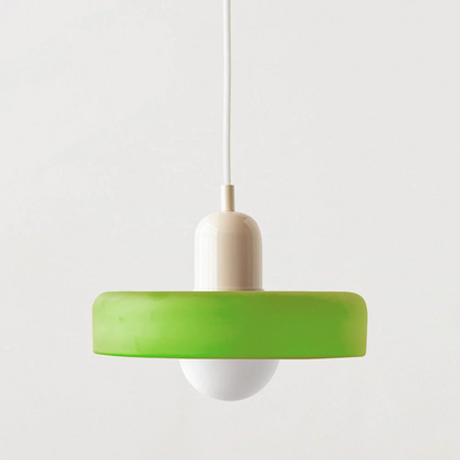 Jewel-Toned Glass Pendant Light with Adjustable Cord – Mid-Century Modern Hanging Fixture for Kitchen Island, Dining Table & Reading Nook