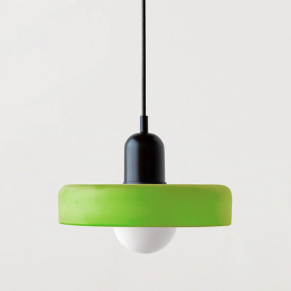 Jewel-Toned Glass Pendant Light with Adjustable Cord – Mid-Century Modern Hanging Fixture for Kitchen Island, Dining Table & Reading Nook