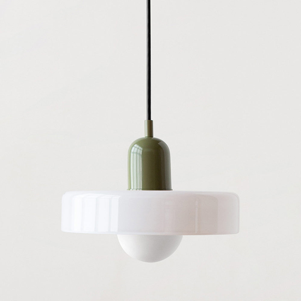 Jewel-Toned Glass Pendant Light with Adjustable Cord – Mid-Century Modern Hanging Fixture for Kitchen Island, Dining Table & Reading Nook