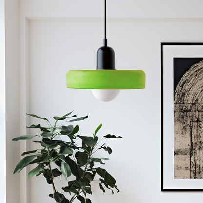 Jewel-Toned Glass Pendant Light with Adjustable Cord – Mid-Century Modern Hanging Fixture for Kitchen Island, Dining Table & Reading Nook