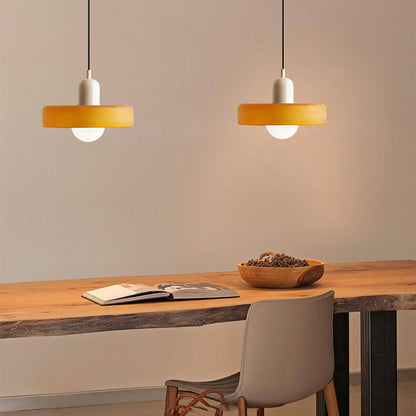 Jewel-Toned Glass Pendant Light with Adjustable Cord – Mid-Century Modern Hanging Fixture for Kitchen Island, Dining Table & Reading Nook