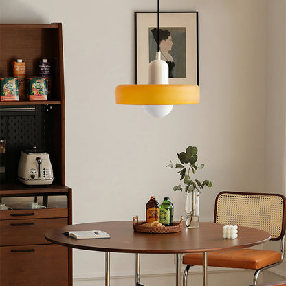 Jewel-Toned Glass Pendant Light with Adjustable Cord – Mid-Century Modern Hanging Fixture for Kitchen Island, Dining Table & Reading Nook