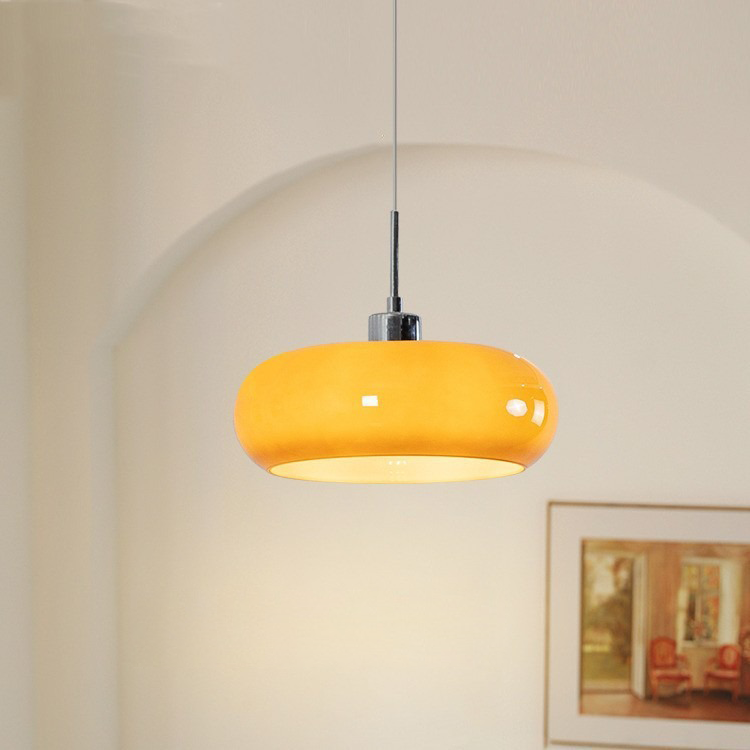 Modern Dome Glass Pendant Light with Adjustable Cord for Dining Room Kitchen Island Breakfast Bar – Geometric Minimalist Ceiling Fixture