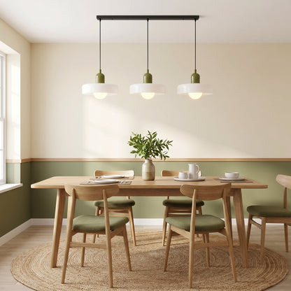 3-Light Geometric Glass Pendant Chandelier – Adjustable Height Statement Fixture for Dining Room, Kitchen Island & Bar | Modern Art Deco