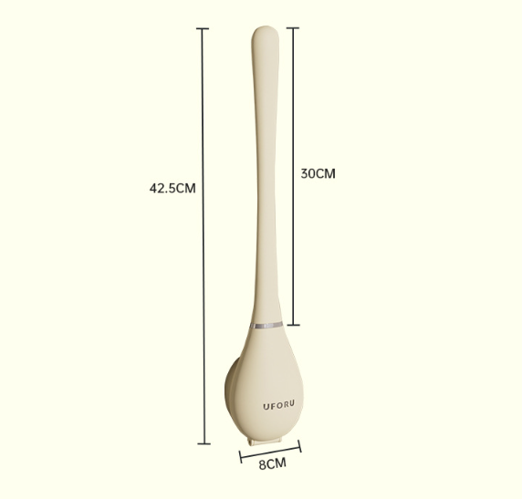 Silicone Toilet Brush with Flat Head & Wall Mount Holder for Deep Bowl Cleaning