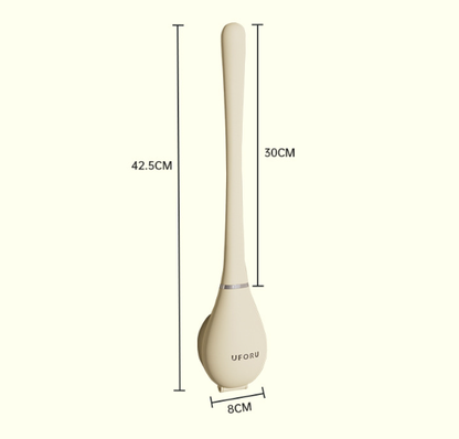 Silicone Toilet Brush with Flat Head & Wall Mount Holder for Deep Bowl Cleaning