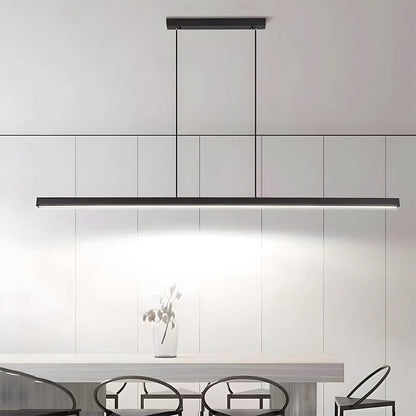 Linear Metal LED Fixture 47 in Black Kitchen Island Overhead Bar Lamp Slim Profile Adjustable Drop Modern Minimalist Style for Dining Room W