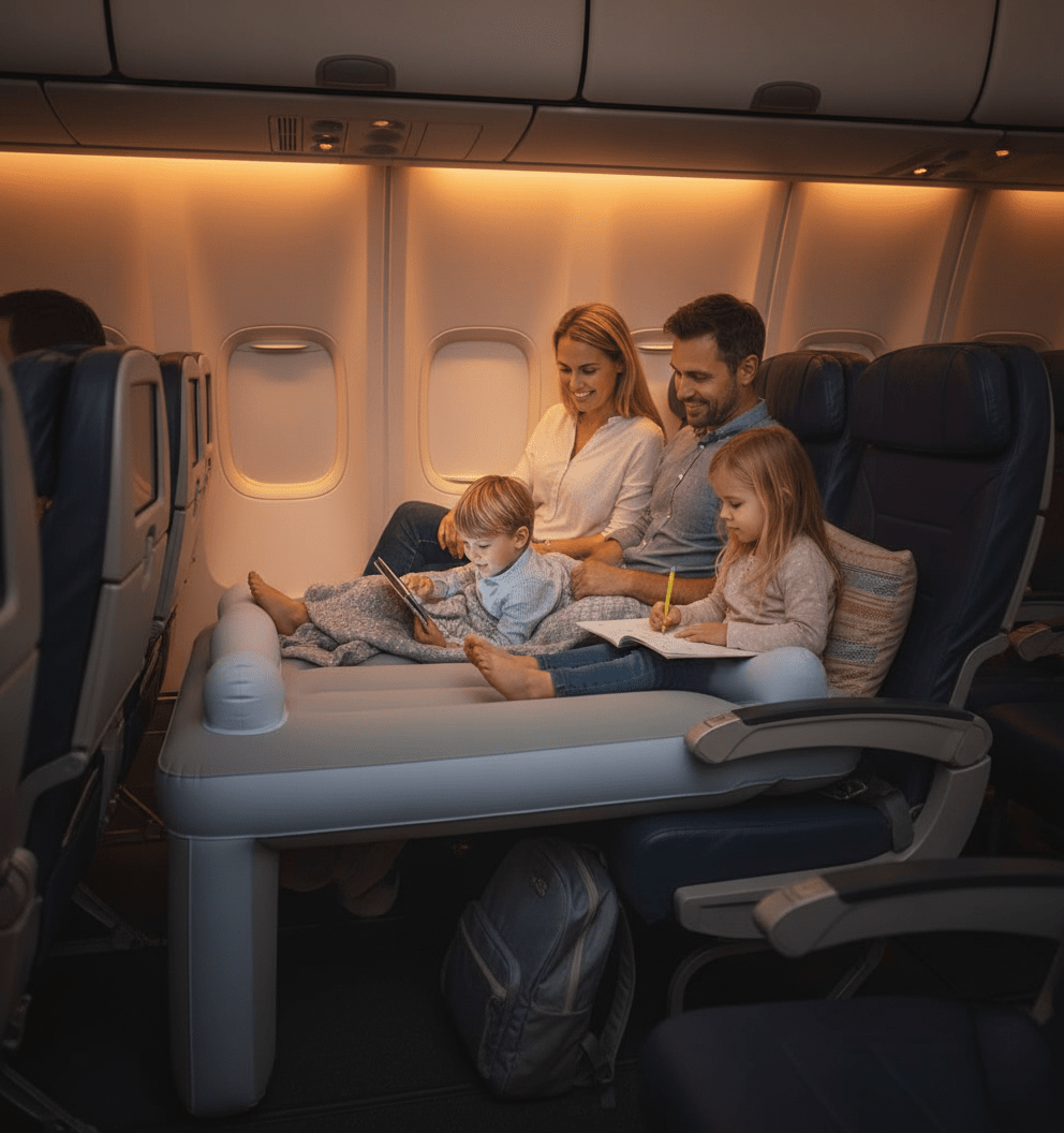 Lit de voyage pour tout-petits, lit gonflable pour avion avec surface douce, lit de siège d'avion portable pour les vols des enfants