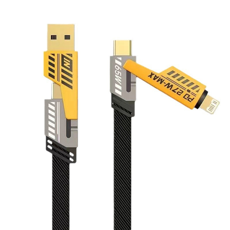 Multi-Device 65W USB-C Power Delivery Charging Cable with Dual Input & Output Ports for iPhone iPad MacBook Android Tablets