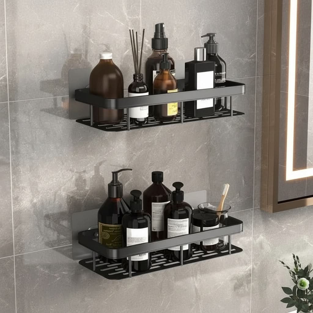 ALUVAULT – Aluminum Alloy Wall Mounted Bathroom Shelf Organizer