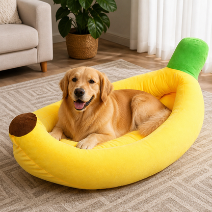 Ortekor Warm Cozy & Washable Banana-Shaped Pet Bed