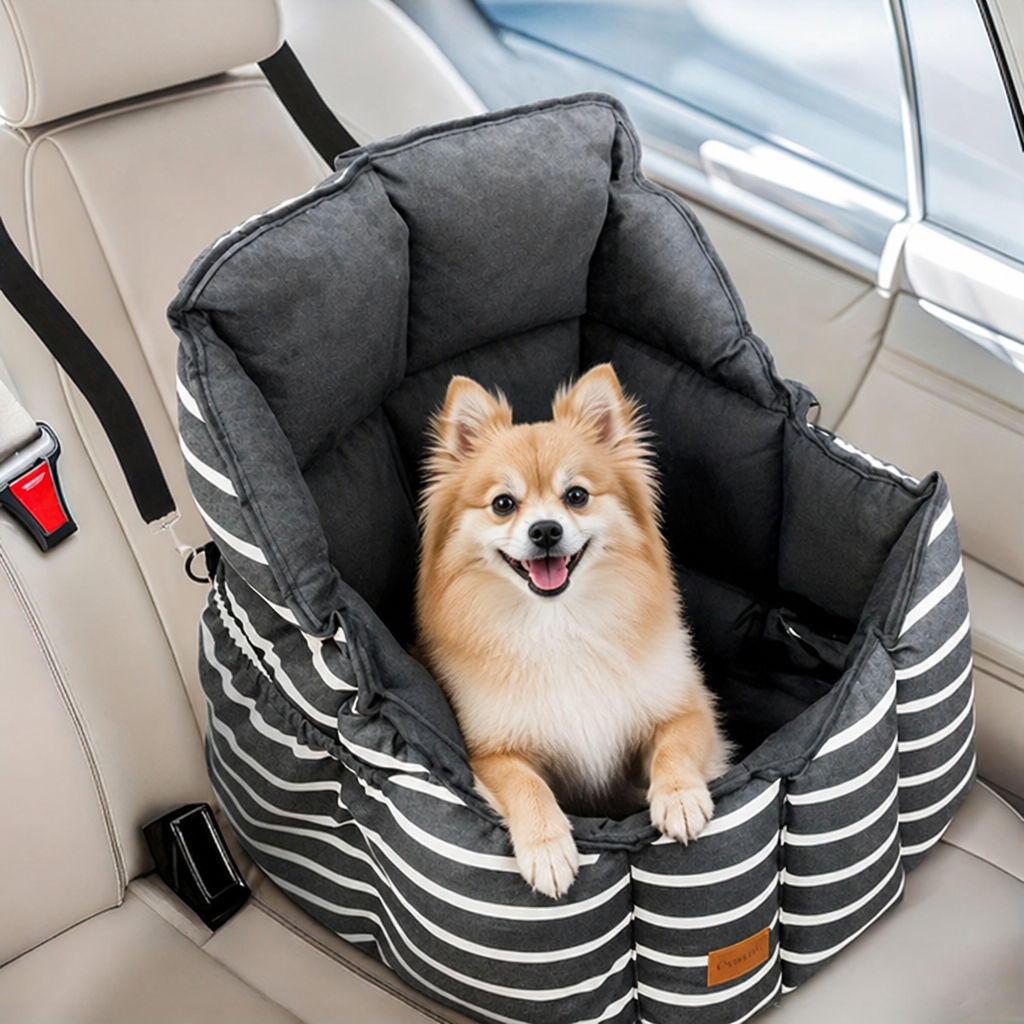Siège auto réhaussable lavable en peluche pour chien Ortekor (laisse à clip)