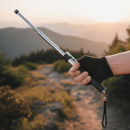 Collapsible Steel Walking Stick for Hiking Trails & Urban Streets 15.8 oz Automatic Deployment Mobility Aid