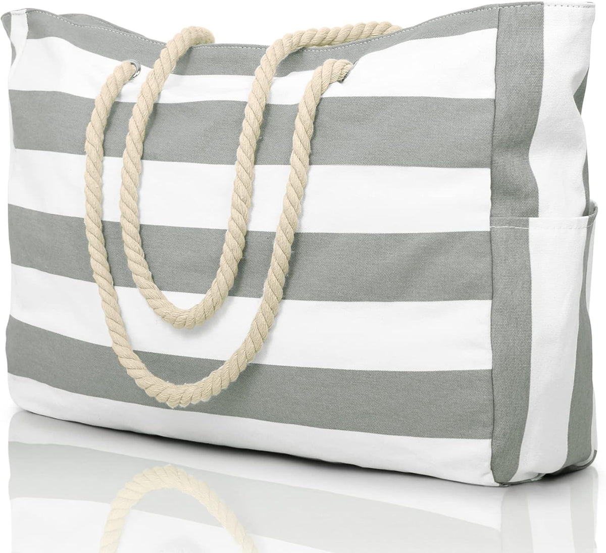 Large Mesh Carryall Bag with Zippered Closure for Pool Days and Coastal Getaways – Holds Towels, Sunscreen & Gear for Travel, Gym, Yoga, Pic