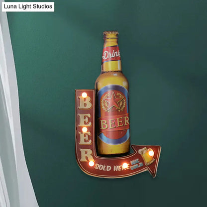 LED Novelty Wall Light Battery-Powered Metal Sign Sconce for Kids Room, Game Room & Man Cave – Beer, Car, Anchor Shaped Night Light in