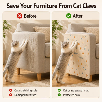 Ortekor Self-Adhesive Cat Scratch Mat for Wall & Furniture Protection – Cuttable Cat Scratching Pad for Sofa, Door, Bedside & Home Surfaces